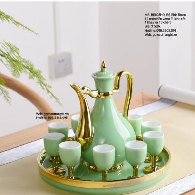 Bộ bình rót rượu kèm khay sứ 12 món